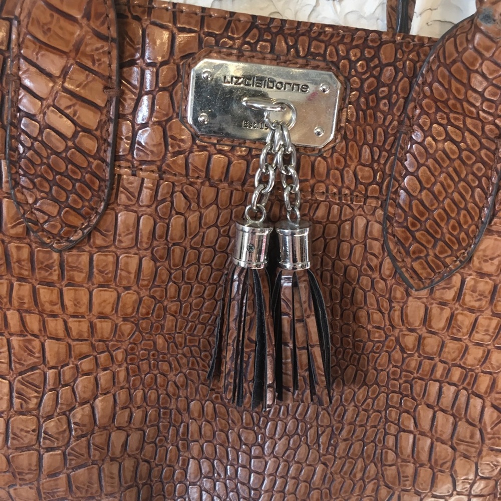 Liz Claiborne faux snakeskin double handle bag